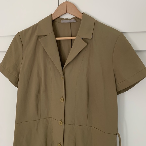 Everlane The Japanese Go Weave Button Down Shirt Dress Green 6 - Picture 3 of 6